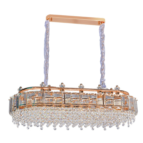 Rectangular Modern Golden Crystal Chandelier