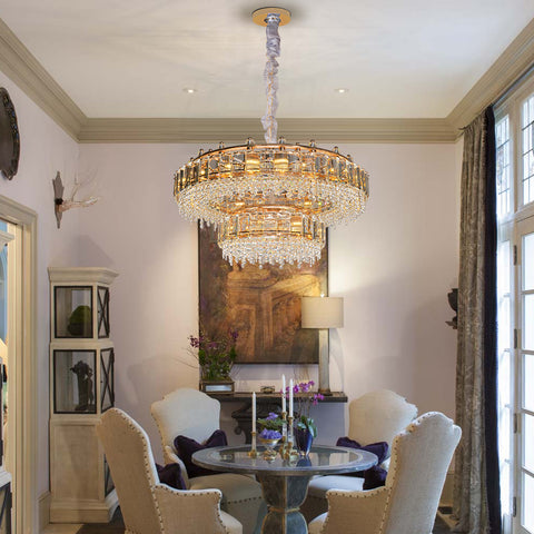 2 Layers Modern Crystal Chandelier Lighting