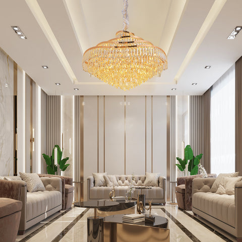 Modern K9 Crystal Chandelier Flush Mount LED Ceiling Light