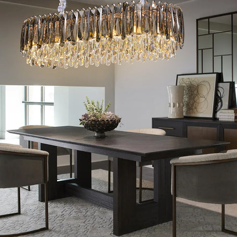 Contemporary Golden Chandelier with Crystal Shade