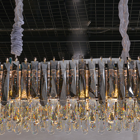 Contemporary Golden Chandelier with Crystal Shade