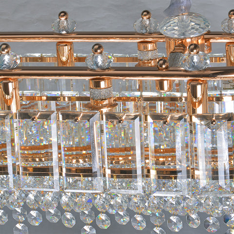 Rectangular Modern Golden Crystal Chandelier