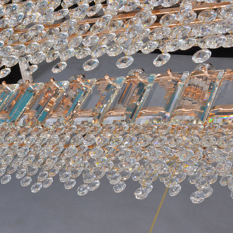 Rectangular Modern Golden Crystal Chandelier