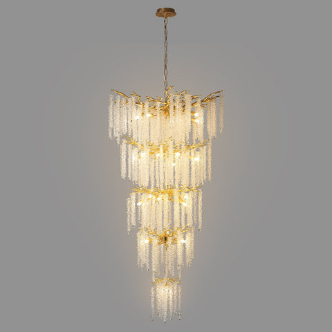 Gold H118'' Crystal Chandeliers for Entryway,Golden 28Lights Foyer Pendant Lighting Entrwey High Ceiling Chandeliers,Luxury Tree Branches Chandelier Lighting Hanging Light for Living Room