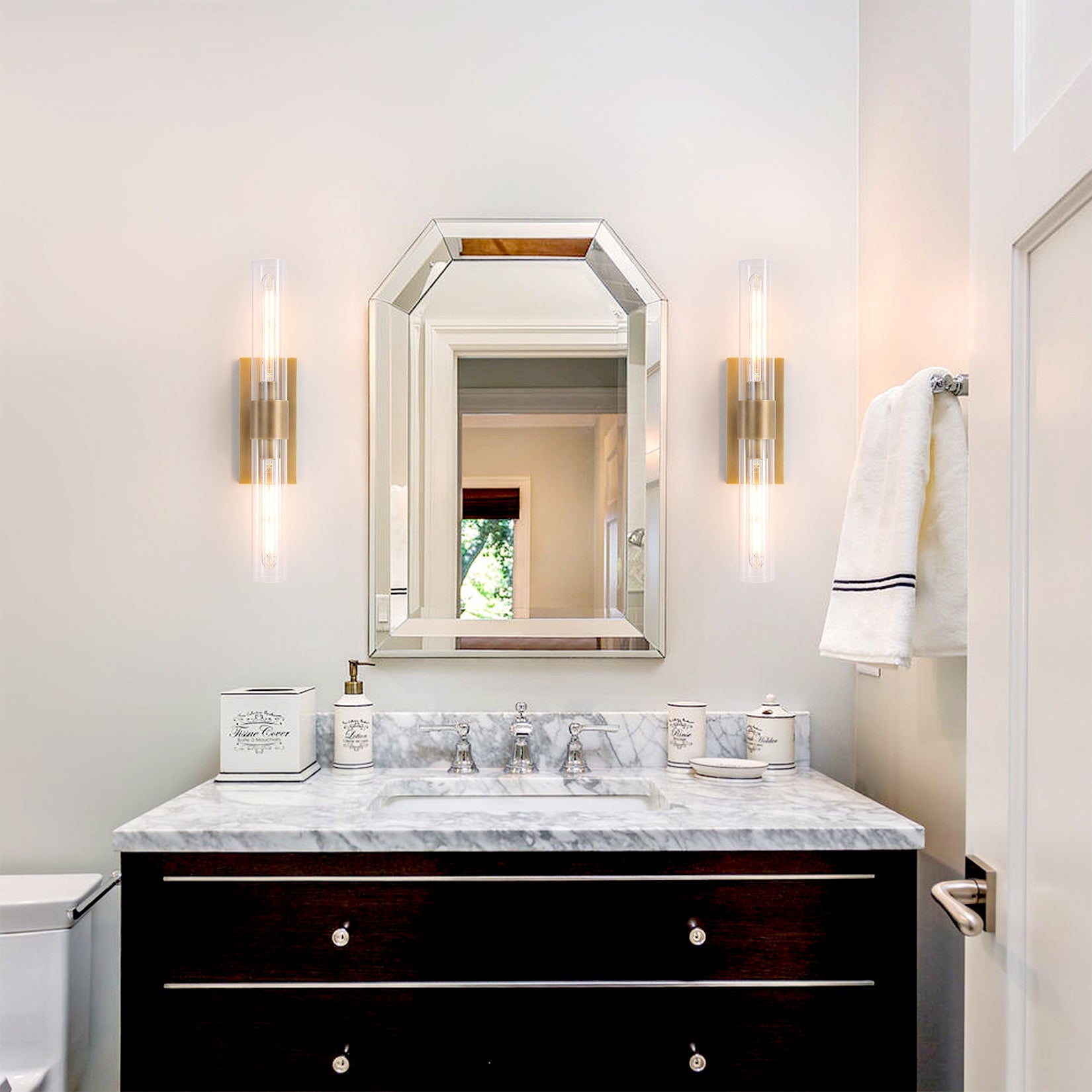 dressing table light fittings Glass Tube Wall Sconces, Brass Bathroom Vanity Light Fixtures, Bathroo Kaylastudio